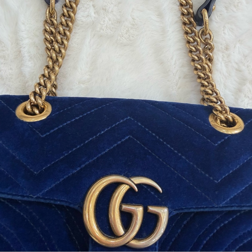 GUCCI Blue Marmont Quilted Crossbody/Shoulder Bag - Picture 4 of 13